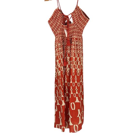 NWT Anthropologie Smocked Dress Size M Color: Mango Halter Ties in Back - Picture 5 of 6